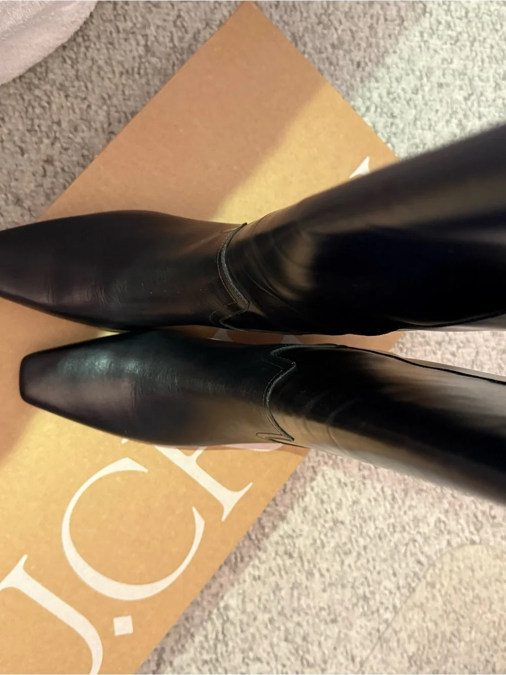 J. Crew Black Leather Tall Square-Toe Boots
